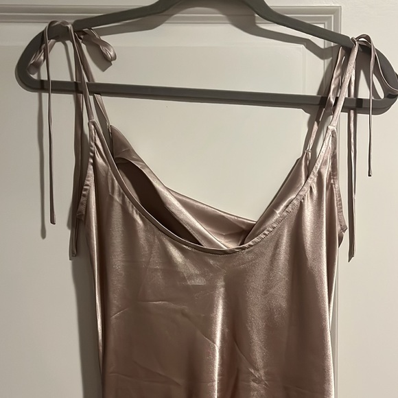 Satin Cowl Midi Dress in Champagne - Picture 5 of 7